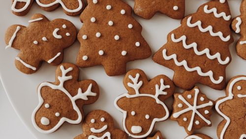 brown cookies on white ceramic plate